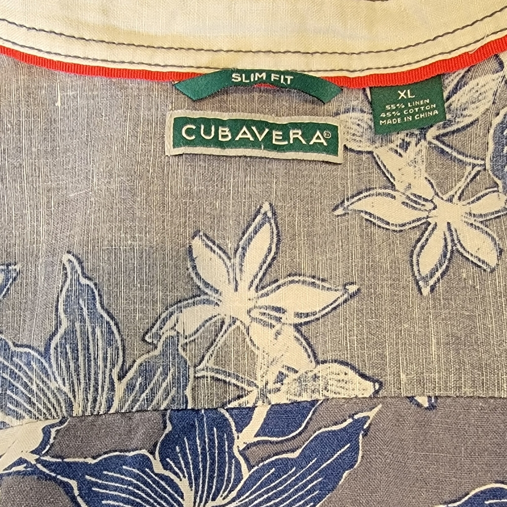 Cubavera Linen Blend Reverse Hawaiian Print Shirt - Slim Fit - Men's Size XL - Picture 8 of 8